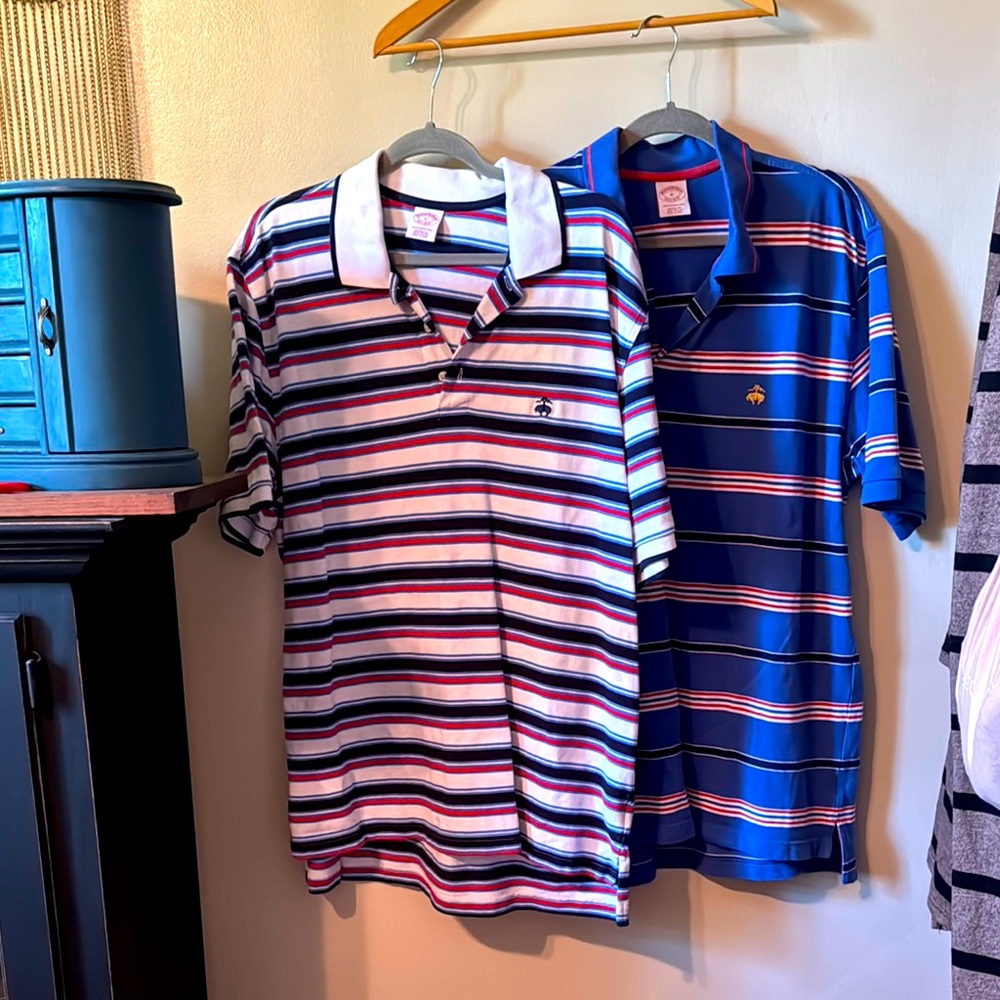 💙⚪️💙🤍❤️Striped Polo Shirt Set - White and Blue